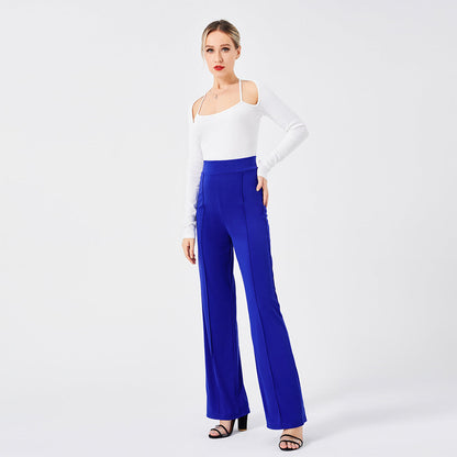 Damen Hochtaillen-Slim-Schlaghose in Unifarbe