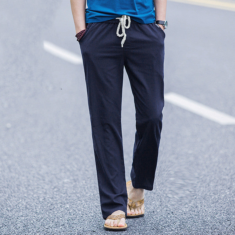 Herren-Hose Im Leinenstil, Lockere Passform, Gerader Schnitt
