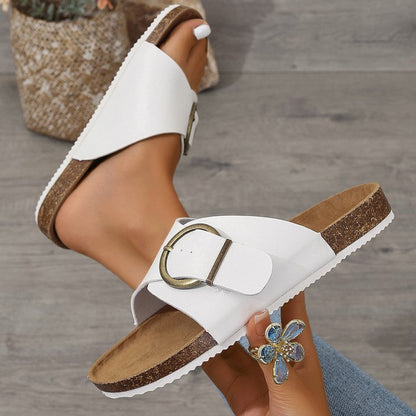 Damen-Slipper Mit Metalldetails – Lederoptik