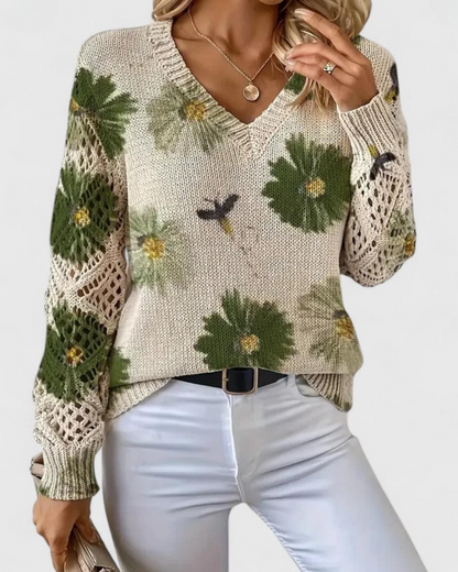 Damen Pullover Mit Durchbrochenen Ärmeln Und Weicher Struktur