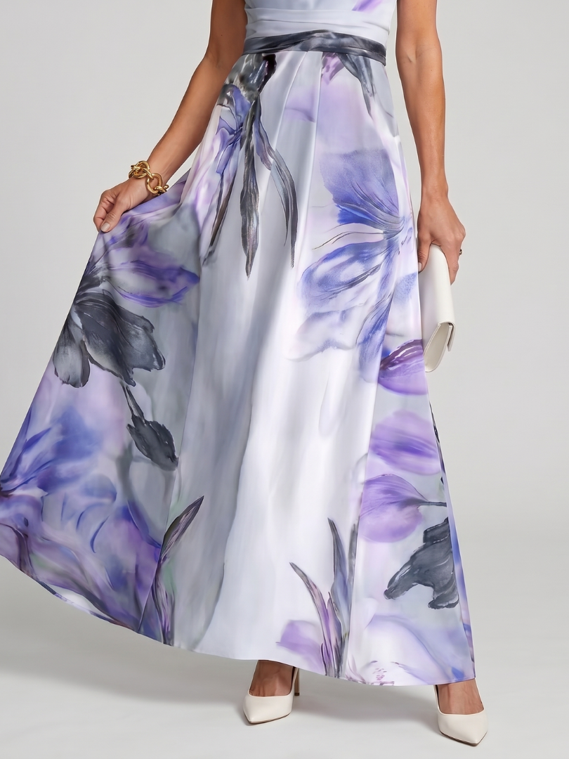 Elegantes langes Kleid mit Blumenmuster für Damen