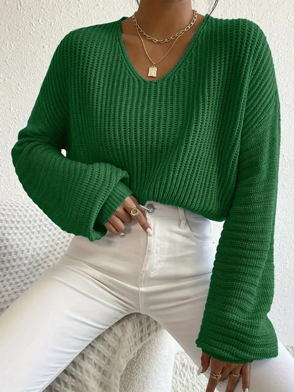 Kurz Geschnittener Pullover Mit V Ausschnitt