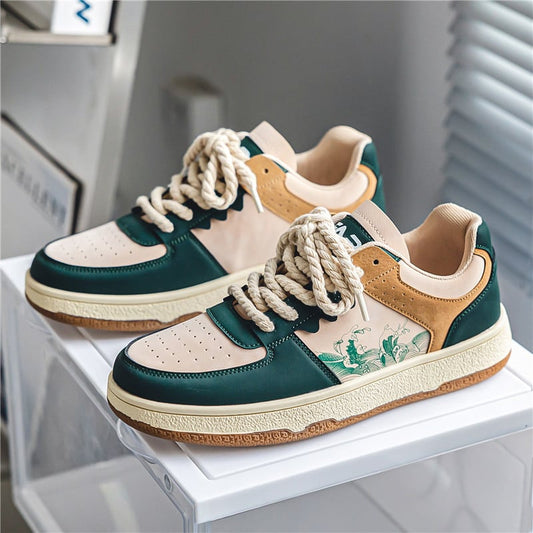 Herren-Schnürschuhe mit dicker Gummisohle und runder Zehenpartie
