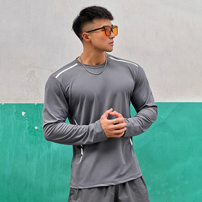 Herren Langarmshirt Mit Rundhalsausschnitt, Handbemaltem Print, Lockere Passform