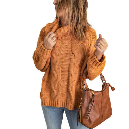 Women's Winter High-Neck Sweater Solid Color Long Sleeve
