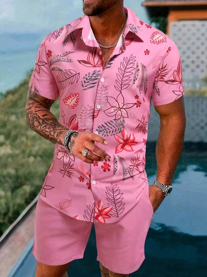 Herren Sommer-Shorts-Set: Kurzarmhemd Und Shorts Aus Baumwollmischung