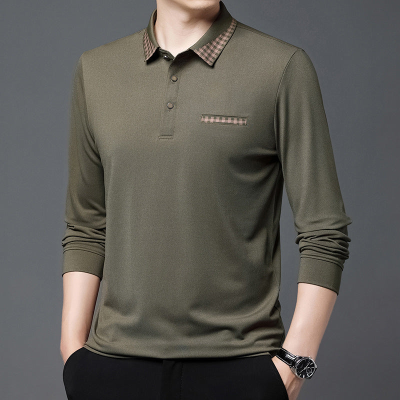 Men's Long-Sleeve Shirt Solid Color Loose Fit