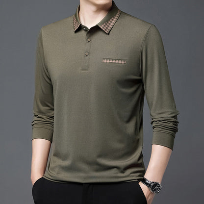 Men's Long-Sleeve Shirt Solid Color Loose Fit