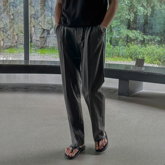Herren-Freizeithose Mit Geradem Schnitt, Mittelhoher Bund, Einfarbig, Locker Geschnitten, Für Jeden Tag