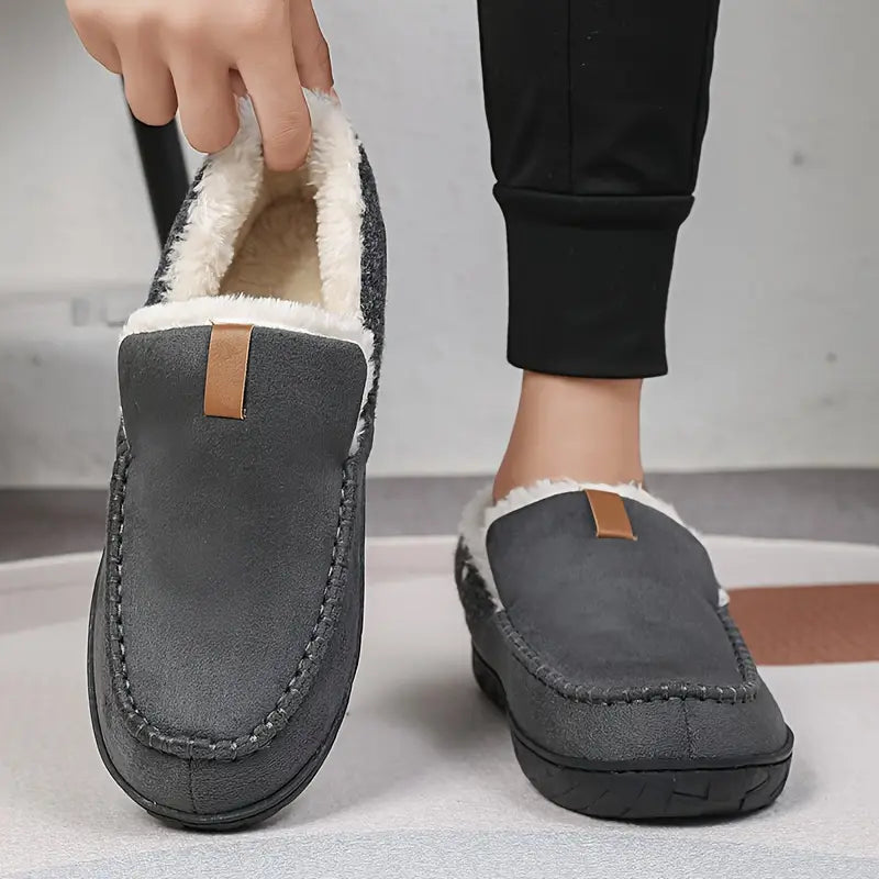 Men's Autumn Slip-On Shoes with Plush Lining, EVA Sole, and Non-Slip Outsole