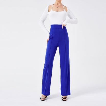 Damen Hochtaillen-Slim-Schlaghose in Unifarbe