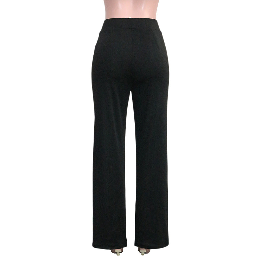 Damen Hochtaillen-Slim-Schlaghose in Unifarbe