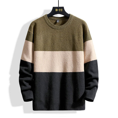Men's sweater with round neckline and ribbed hem