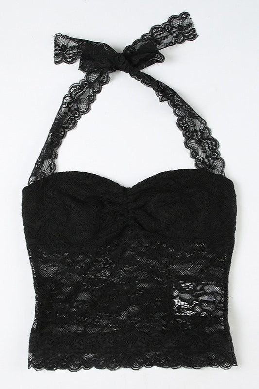 Elegantes Damen-Top aus Spitze mit modernem Neckholder-Schnitt