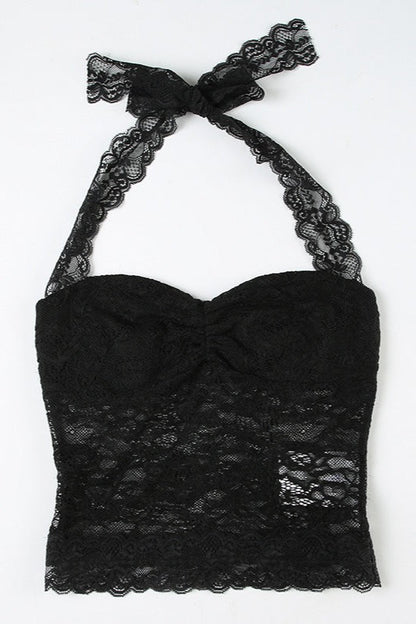 Elegantes Damen-Top aus Spitze mit modernem Neckholder-Schnitt