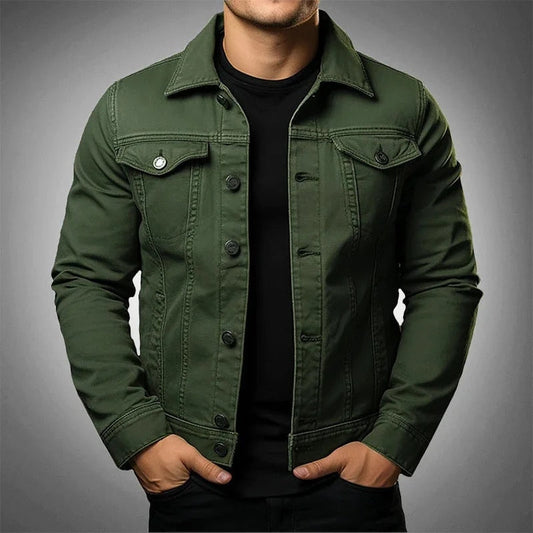 Herrenjacke aus Denim Mischgewebe Einfarbig-Denim Blend