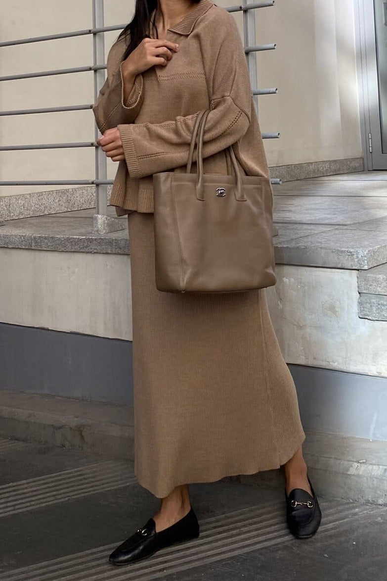Damen-Strickset mit Pullover und Midirock für elegante Looks
