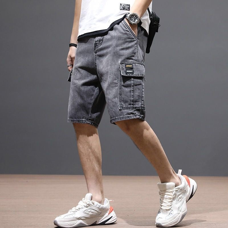 Herren Sommer Jeans Mid Length Straight Leg Workwear Breehose Vintage Style