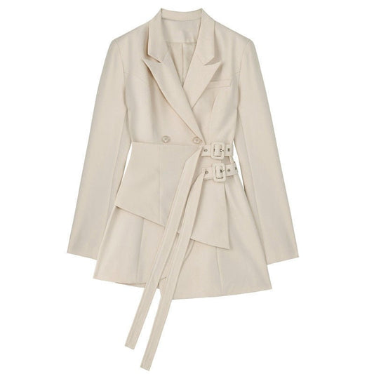 Damen-Doppelreihiger Blazer mit Taillengürtel-Design und langen Ärmeln