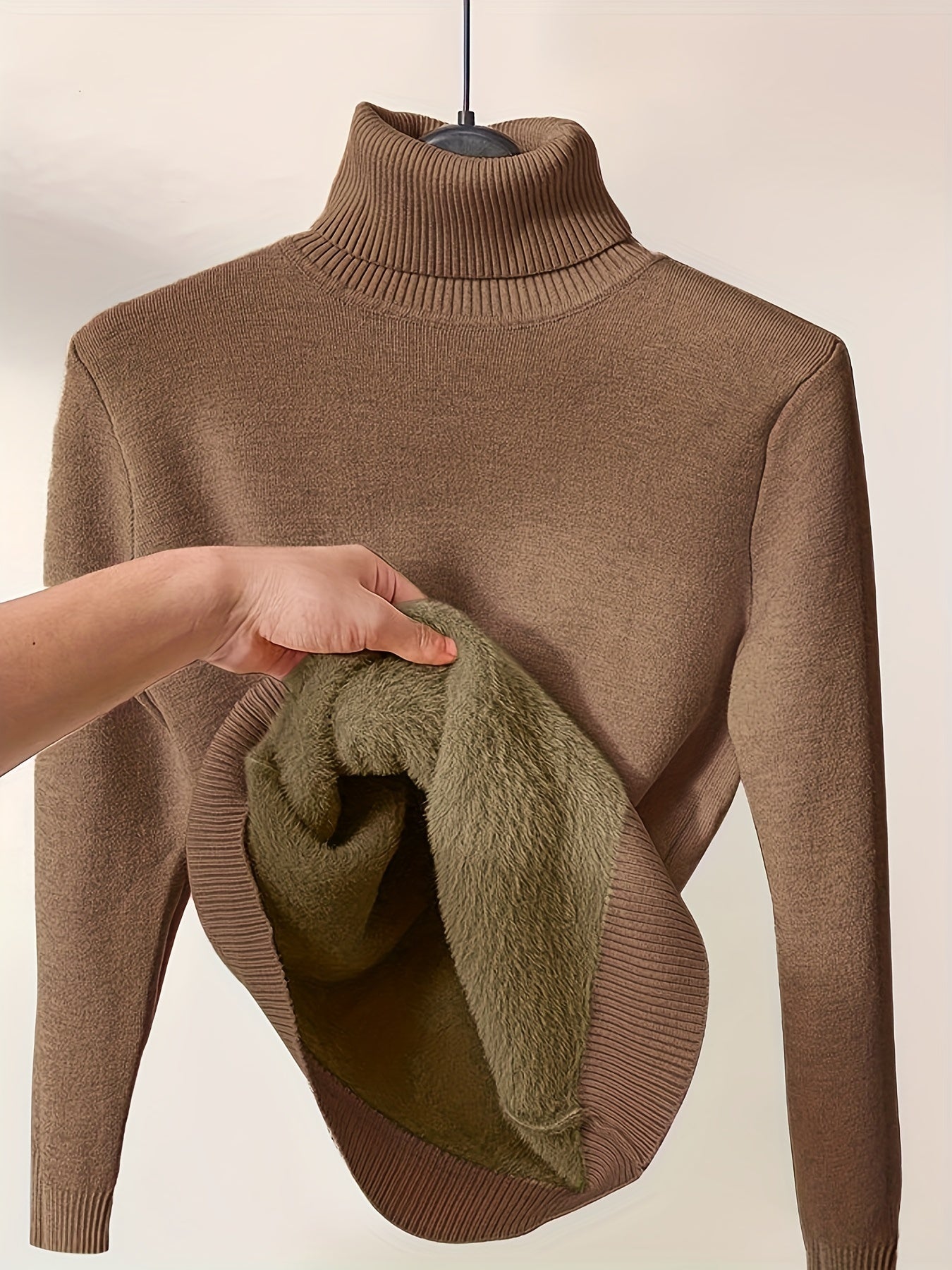 Damen Rollkragenpullover Langarm Glatte Oberfläche Dehnbar – Elegant und Vielseitig