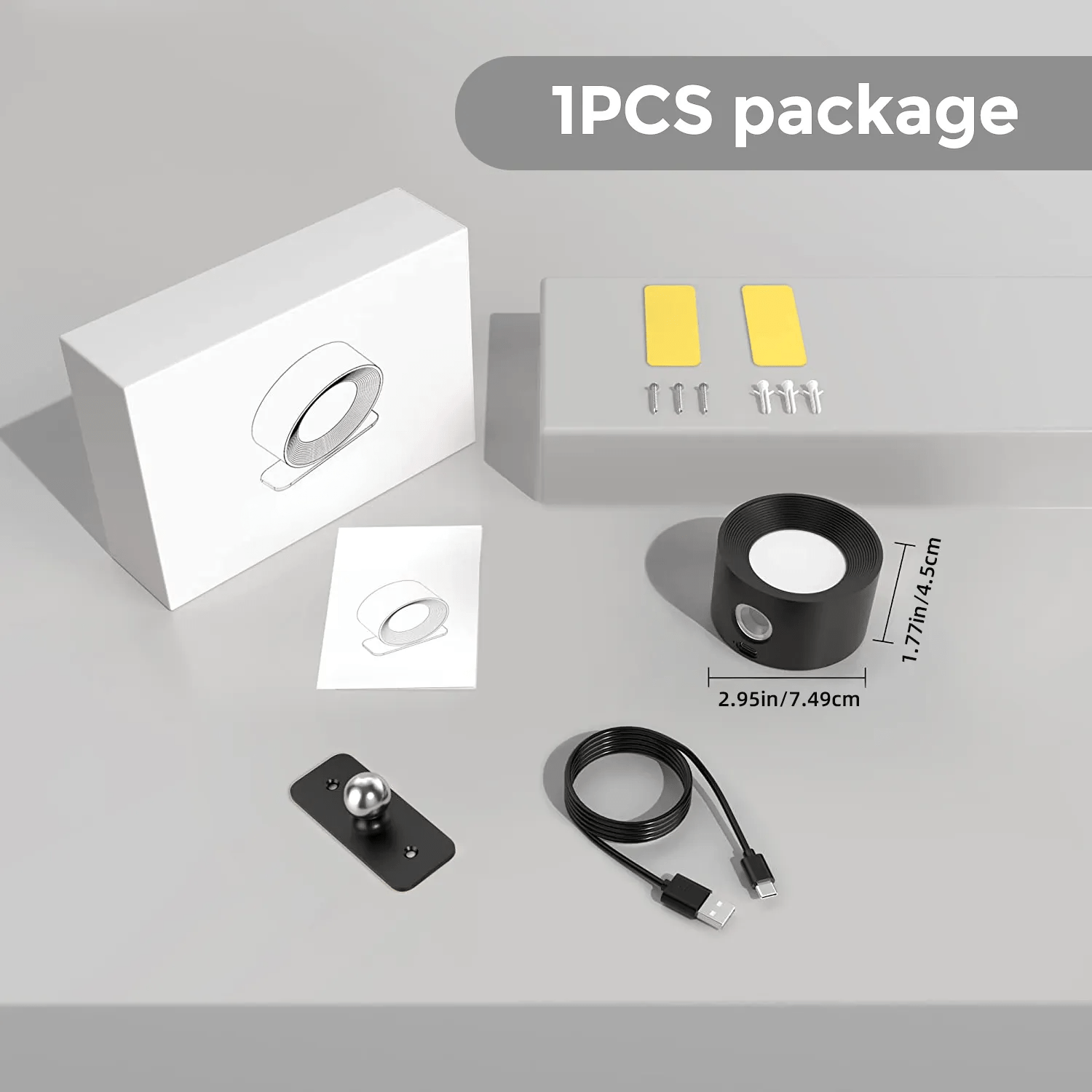 1PCS Paket mit magnetischem Handyhalter, USB-Kabel, Montageplatte, Schrauben und Klebepads. Kompatibel mit Auto- und Heimgebrauch.