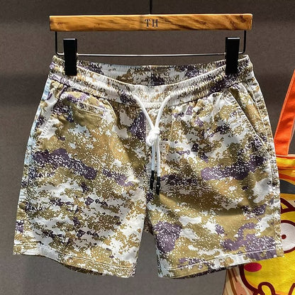 Herren Cropped Shorts, Gerader Schnitt, Lockeres Design, Farbblock