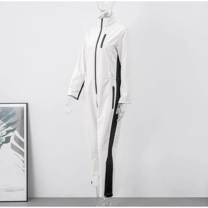 Damen Winter Skianzug Mit Reißverschluss Und High-Waist-Hose