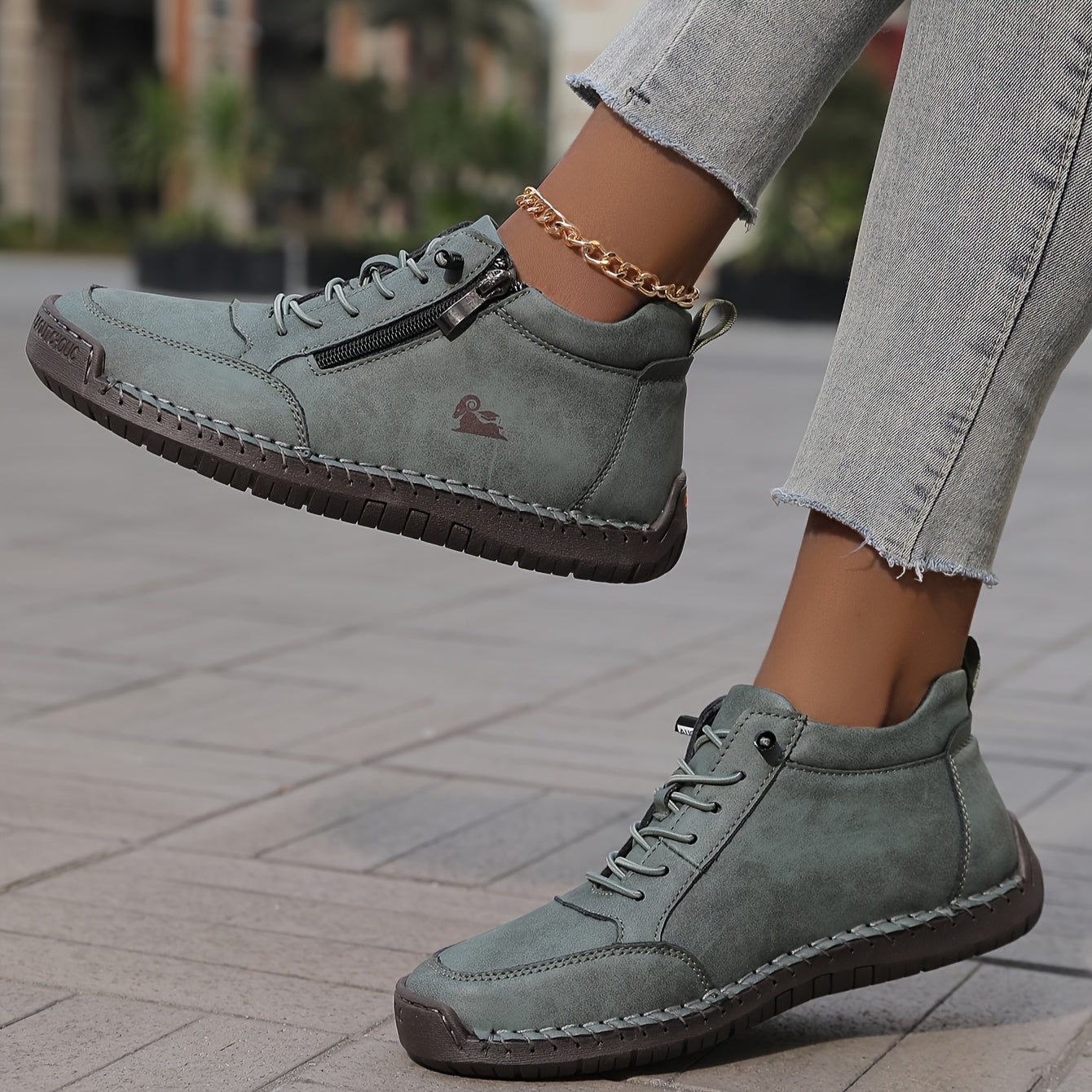 Damen Sneaker Breite Vorderfußpartie Unterstützende Sohle