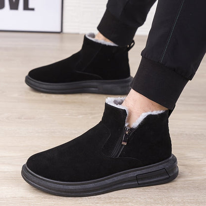 Herren Winterstiefeletten mit Seitlichem Reißverschluss und Flacher Gummisohle