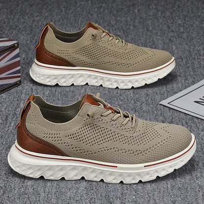 Leichte Herren-Sneaker Mit Niedrigem Schaft, Obermaterial Aus Mesh, Flache Ferse