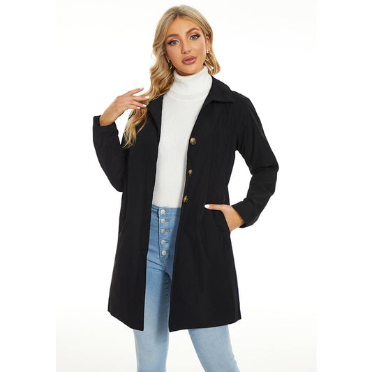 Damen-Doppelreihiger Trenchcoat mit Ziernähten