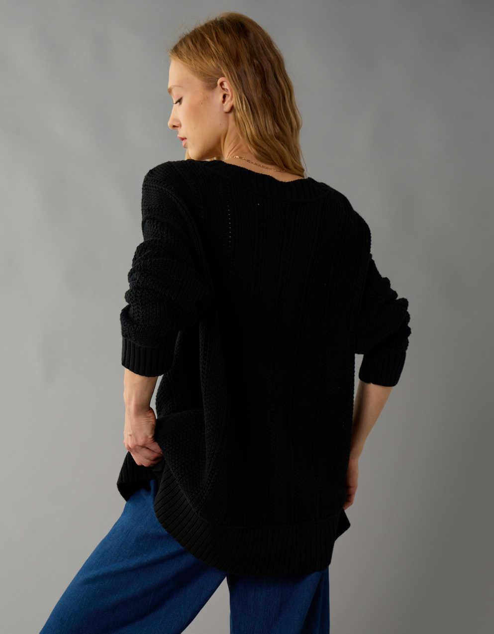 Damen Pullover Mit Überschnittenen Schultern Und Geripptem Abschluss