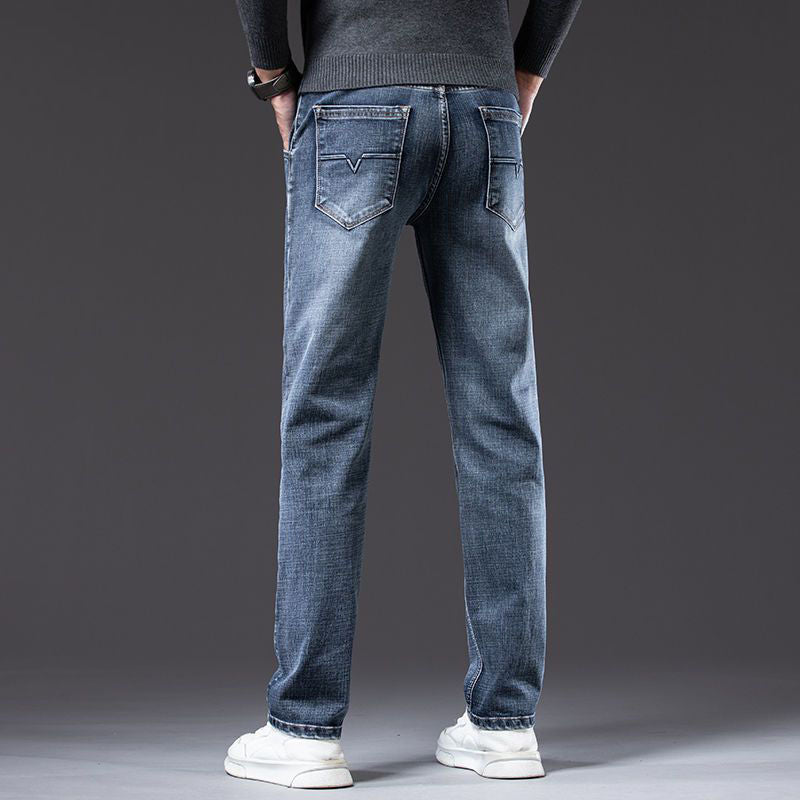 Herren-Stretchhose, Gerade Geschnitten, Mittelhoher Bund, Lockere Passform