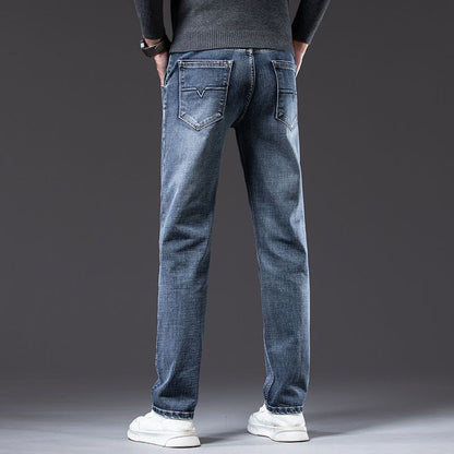 Herren-Stretchhose, Gerade Geschnitten, Mittelhoher Bund, Lockere Passform