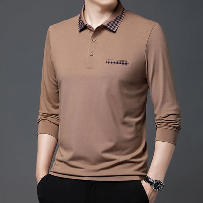 Men's Long-Sleeve Shirt Solid Color Loose Fit