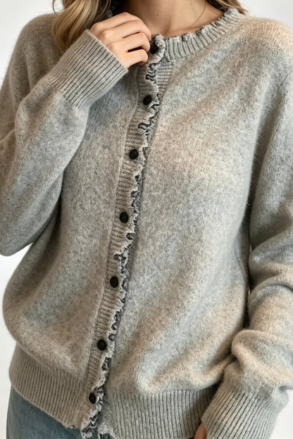 Damen-Cardigan mit langen Ärmeln und klassischer Knopfleiste