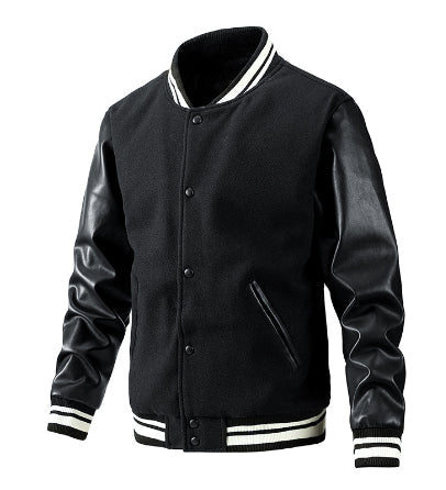 Herren-Frühlingsjacke Colorblock Einreihig mit Geripptem Saum