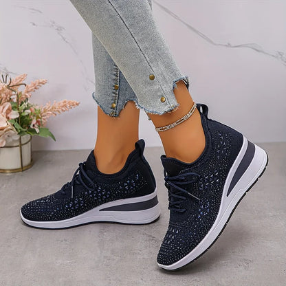 Damen Orthopädische Sneaker Mit Fußgewölbestütze Und Strassdesign