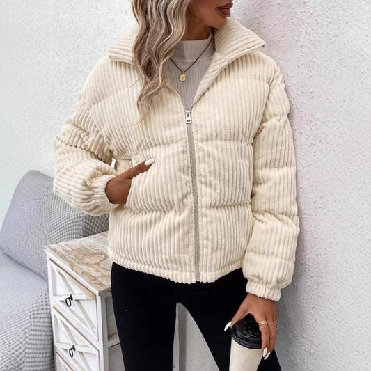 Damen-Cordjacke mit Taschen und lockerem Schnitt