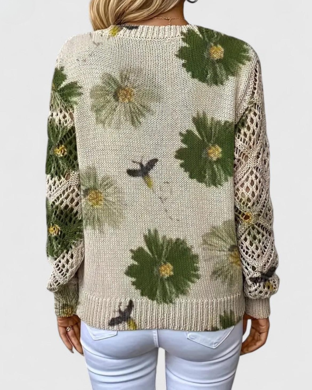 Damen Pullover Mit Durchbrochenen Ärmeln Und Weicher Struktur