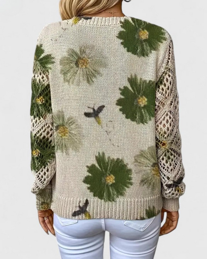 Damen Pullover Mit Durchbrochenen Ärmeln Und Weicher Struktur