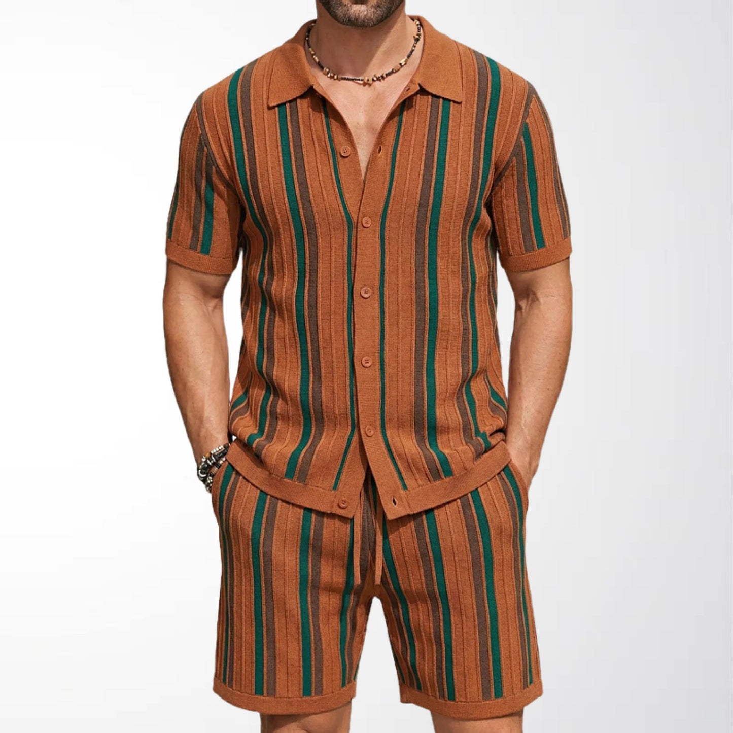 Zweiteiliges Set Aus Herren-Polohemd Und Shorts Mit Kurzen Ärmeln
