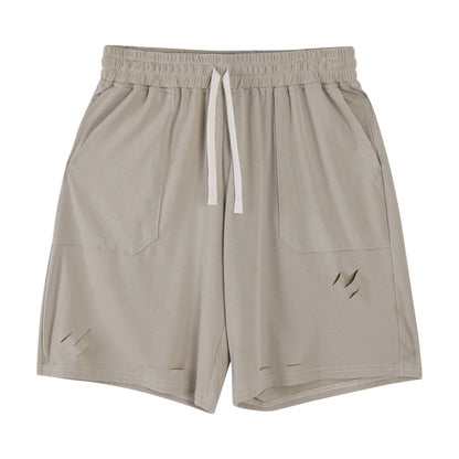 Herren Sommer-Sportshorts, Lockere Passform, Risse, Mittellang