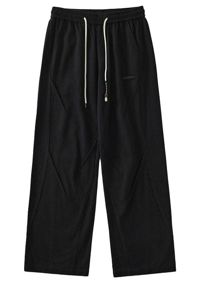 Women's trousers with wide legs and straight cut as well as mid-rise waistband