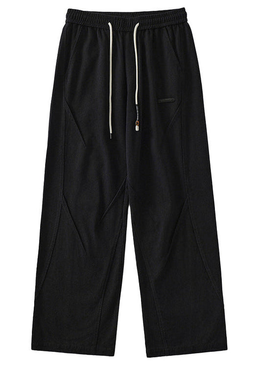Women's trousers with wide legs and straight cut as well as mid-rise waistband
