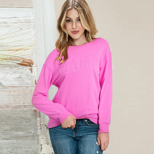 Damen Oversized Pullover Langarm Rundhals Pullover mit Buchstaben-Print
