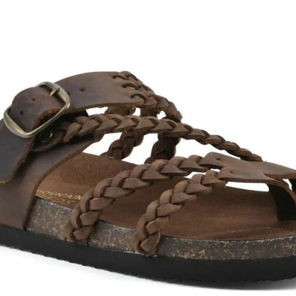 Gewebte, Flache Riemchensandalen Für Damen Mit Durchbrochenem Muster – Lederoptik