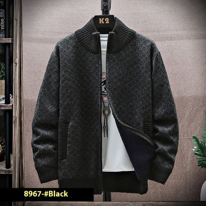 Herren Strickpullover Reißverschluss Langarm Lockeres Design – Woll-Mischung