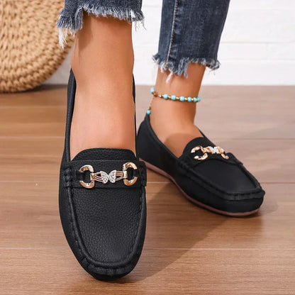 Damen Sommer-Loafer Slip-On Gepolsterte Innensohle Schmetterlings-Detail
