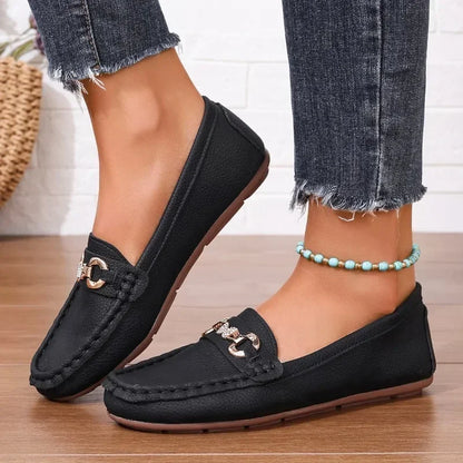 Damen Sommer-Loafer Slip-On Gepolsterte Innensohle Schmetterlings-Detail